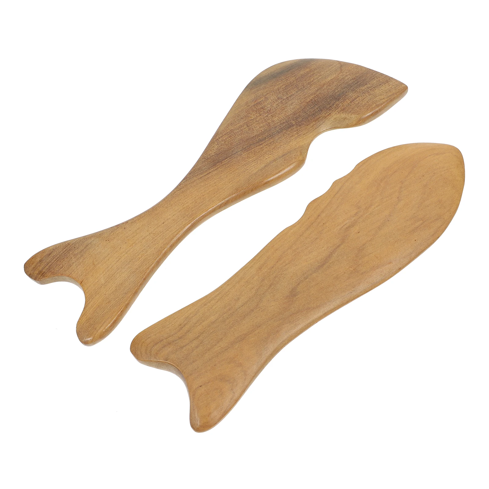 

2pcs Fish Shape Wooden Massage Board Natural Wood Gua Sha Scraper Body Face Skin Care Tool Home Lightweight Scraping Plate For