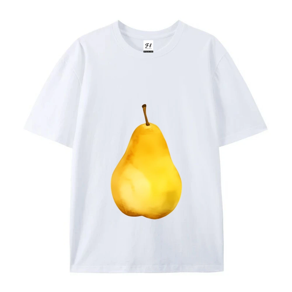 Pear พิมพ์เสื้อ \ \ \ \ \ \ \ \ \ \ \ \ \ \ \'s เสื้อยืดคอกลมฤดูร้อนสไตล์ใหม่หลวมเกาหลีผ้าฝ้ายแฟชั่นเสื้อลําลอง