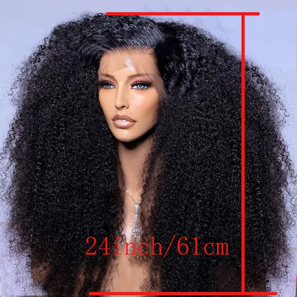 طويل 26 بوصة 180 الكثافة لينة الطبيعية أسود غريب مجعد قبل قطعها غلويليس الاصطناعية 13x4 الدانتيل شعر مستعار أمامي شعر الطفل الاستخدام اليومي