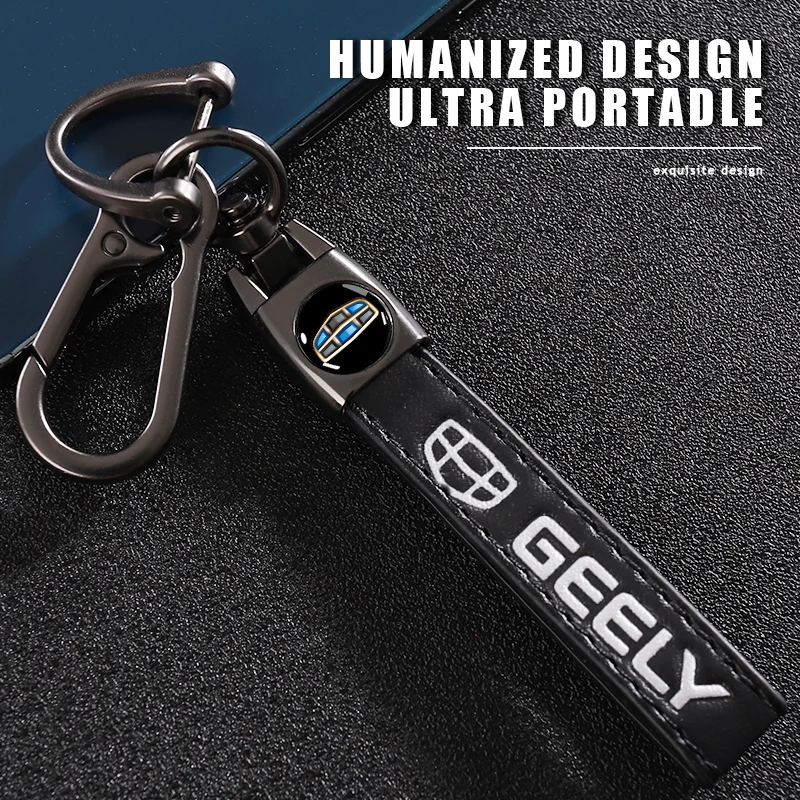 1Pcs Car Metal Key Chain Auto Fine leather Emblem Key Ring For Geely Atlas SUV Boyue Borui Coolray Emgrand NL3 EX7 X7 EC7 GX7