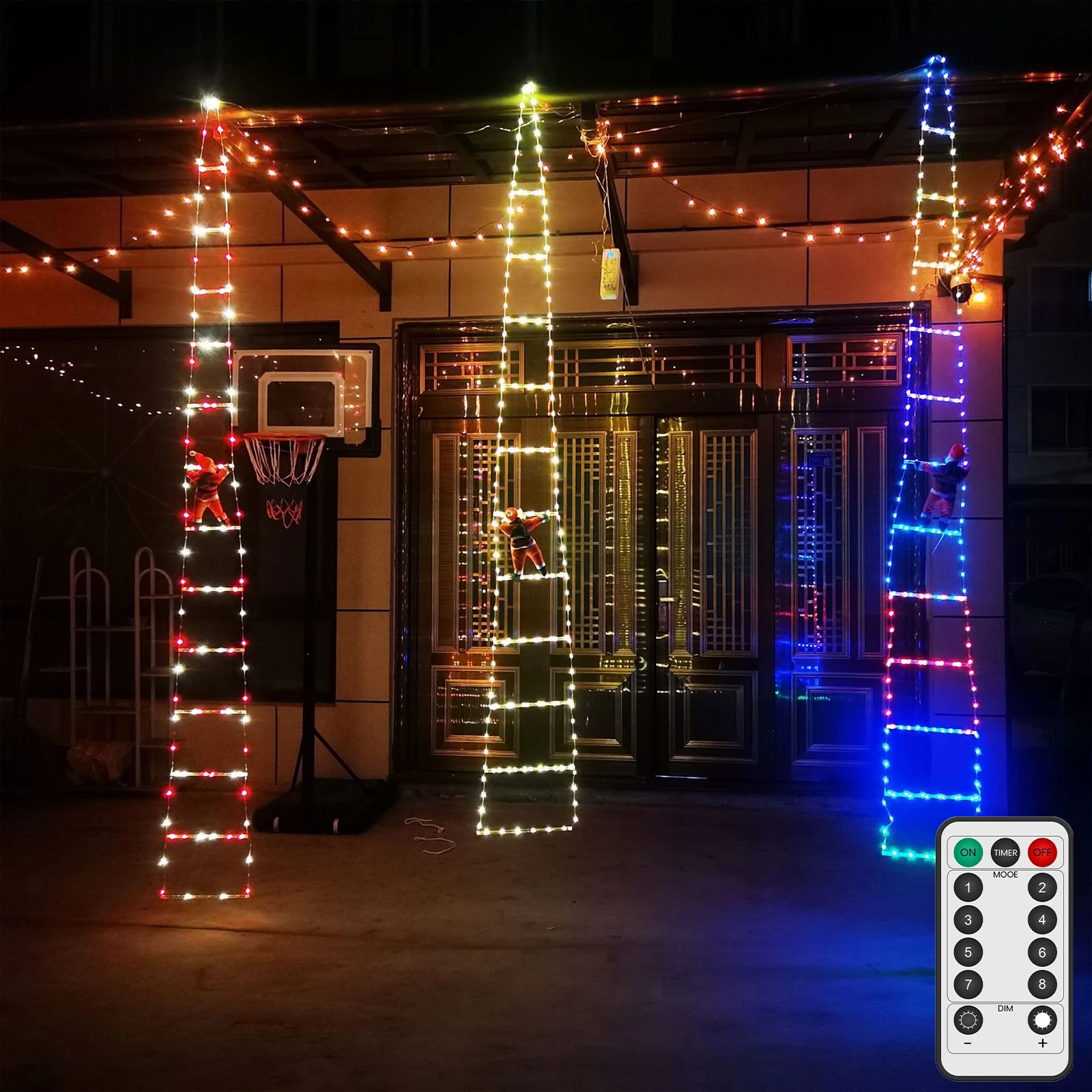 

Santa Claus Ladder Lights with Remote USB Christmas Lights for Indoor Outdoor Decoration Window Garden Hanging LED String Xmas