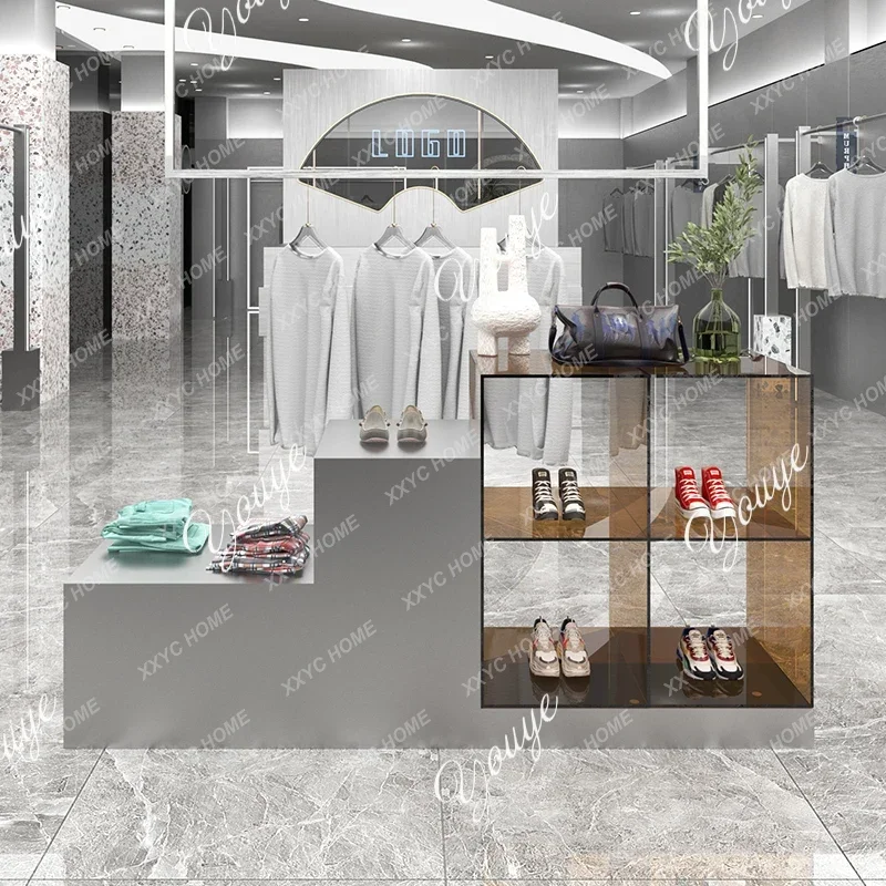 

J Clothing Store Water Table Stainless Steel Acrylic Display Stepped Creative Table Shoe Bag Storage Table