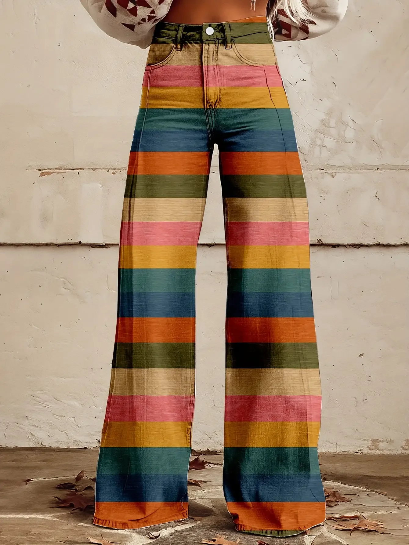 

2026 Women's new casual jeans with a variety of colorful western prints, American style niche spring and autumn printed pants
