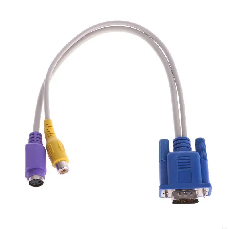 

L41E Composite Out Adapter Converter Video Cable VGA Male to S-Video RCA Converter Cable Adapter Fit for PC HDTV