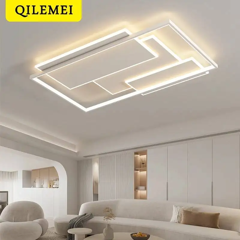 Simples Moderno LED Branco Lustre Luzes Sala de Jantar Cozinha Quarto Hall Lâmpadas Teto Lustres Iluminação Interior