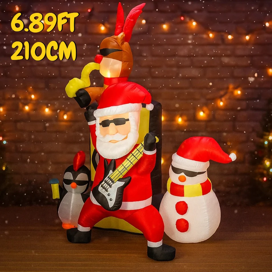 

6.89FT Inflatable Toy Santa Band Reindeer Penguin Snowman With LED Xmas Decoration for Yard Supplie Home Ornament Holiday Gift