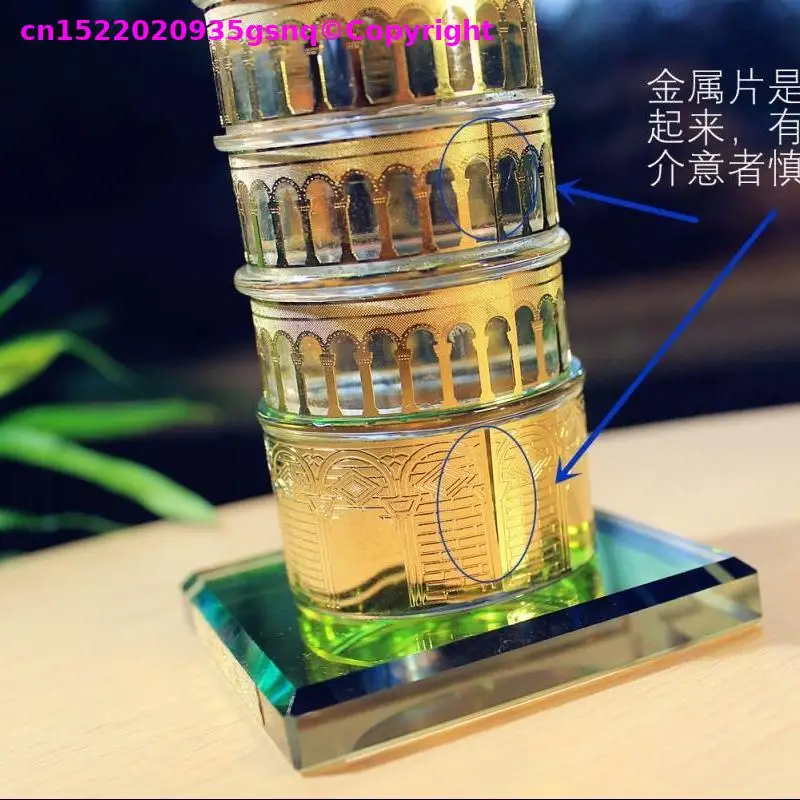 Leaning Tower of Pisa TOP craft ornament Crystal Carving crystal ornament Italy Famous Piazza del Duomo building good gift