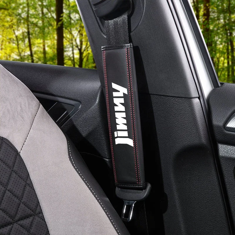 for suzuki jimny 1pc Cowhide Car Interior Seat Belt Protector Cover For suzuki jimny car Auto Accessories