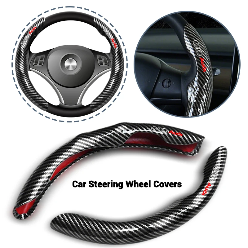 Car Styling Steering Wheel Anti-slip Wheel Cover Protect For Audi Sline TT RS A4 B7 B8 B9 A3 8P 8V 8L A5 A6 C6 C5 C7 4F A1 A7 A8 view 2
