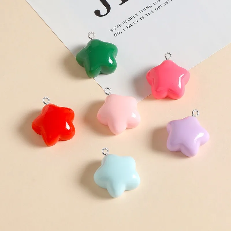 10Pcs Colorful Glosssy Star Resin Planar Pendants Charms DIY Jewelry Making Earrings Keychain Bracelet Handmade Craft Supplies