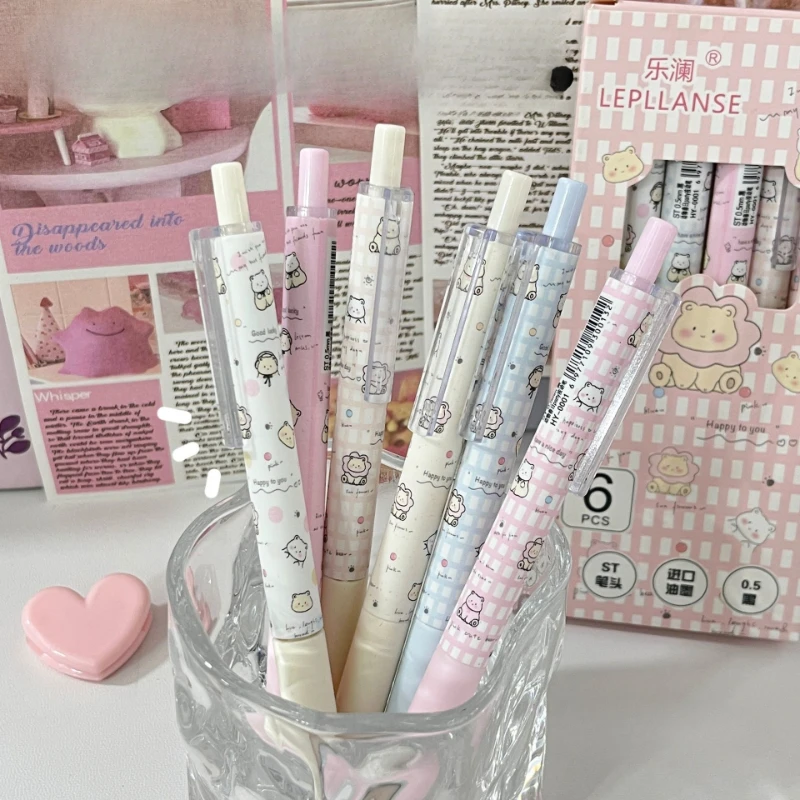 6 teile/satz Süße Cartoon Gel Stift Koreanische Mode Niedlichen Kätzchen Kugelschreiber für Student Mädchen 0,5mm Schwarz Tinte stift Schule Liefert