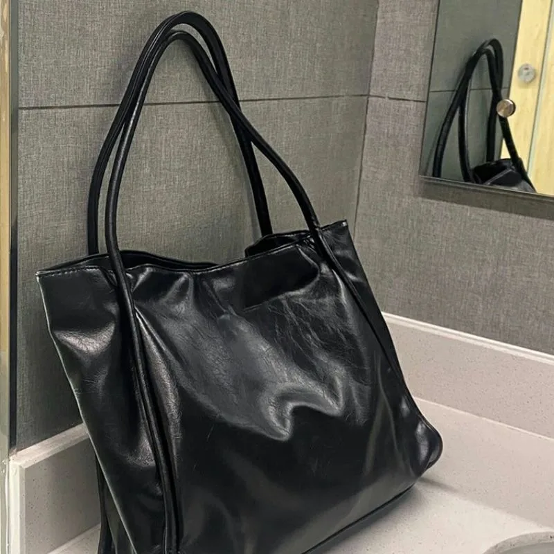 Tote Bags for Women Solid PU Leather Shoulder Bag Commuter Fashion Large Capacity Streetwear Travelling Elegant Handbags Chic