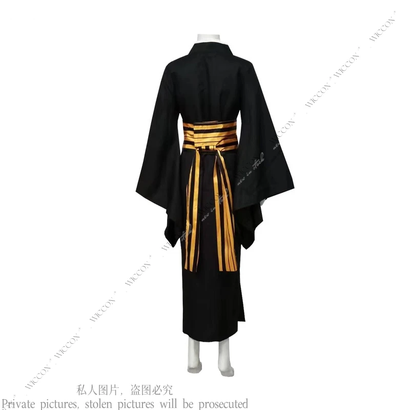 Cosplay anime para mulheres e homens, máscara de quimono preto, roupas de Halloween, uniforme de carnaval, luas demoníacas