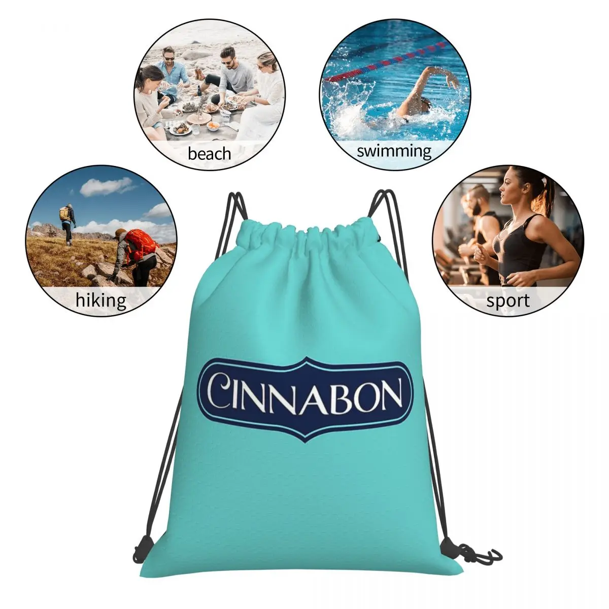 Cinnabon-mochilas con cordón para hombre y mujer, morrales deportivos con cordón, portátiles e informales, para libros y escuela