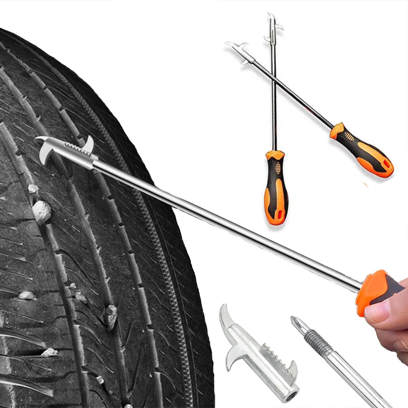 Car Tire Stone Cleaning Tool Car Wheel Tire Stone Cleaner Groove Broken Remover Detachable Screwdriver Auto Tyre Repair Tools