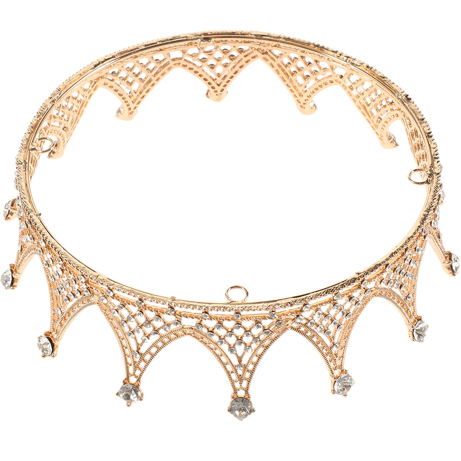 

1Pcs Baroque Round Crown Rhinestone Wedding Tiara for Bride Golden Elegant Vintage Crown Headpiece Party Engagement Hair