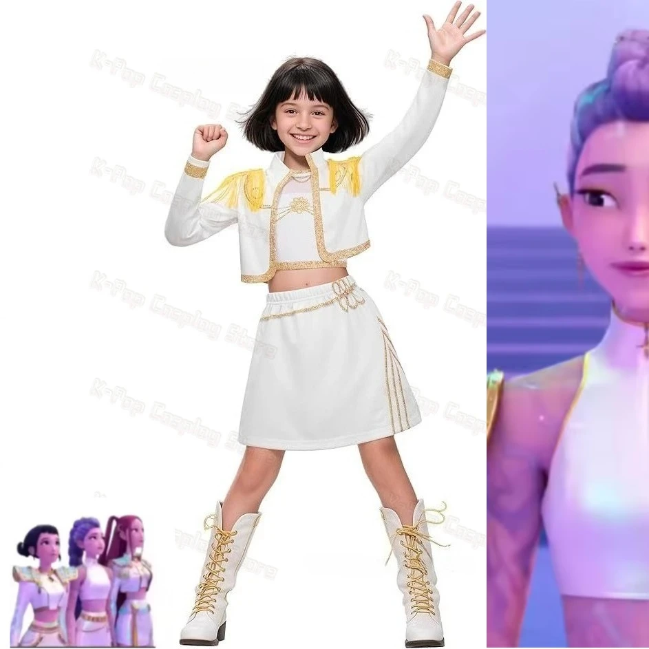 

Children KPop Rumi Mira Zoey White Singing Suit Women Halloween Carnival Party Role Playing Outfit Cosplay