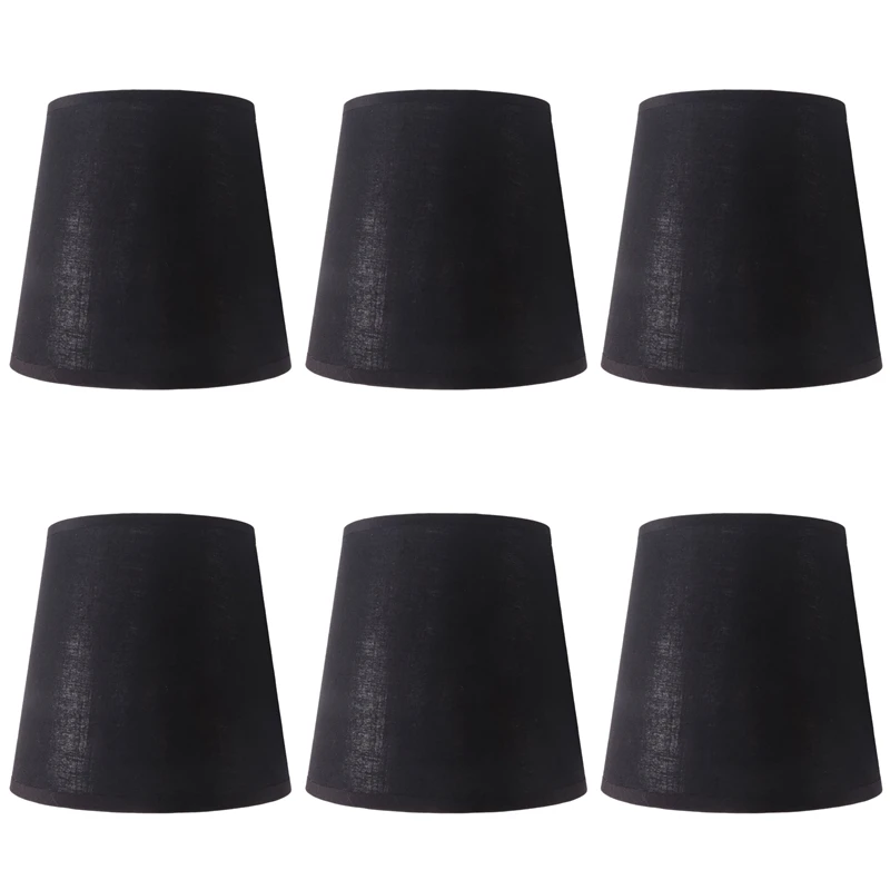 

Black Lamp Shades With Gold Lining Clip On Light Shades Candle Chandelier Lampshades, Set Of 6