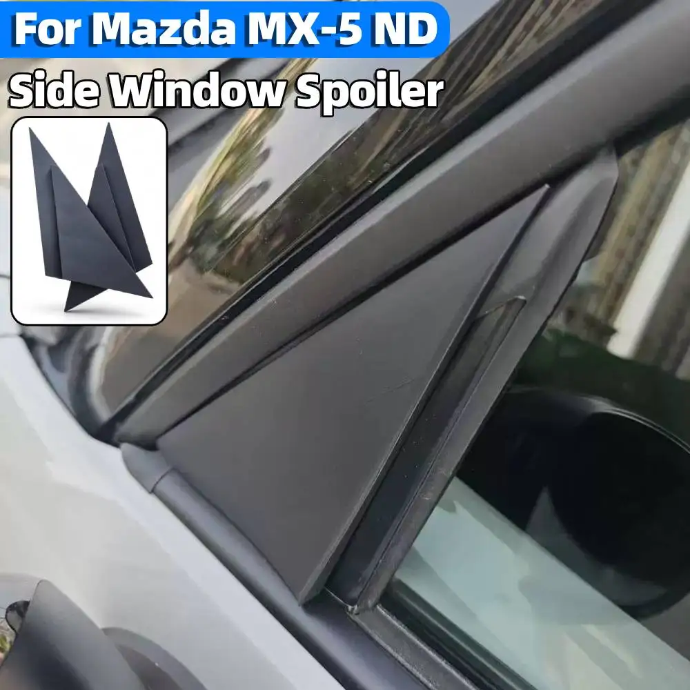 Car Side Window Spoiler ABS Black Rearview Mirror Triangle Trim Panel Auto Exterior Decorative Plate Cover for Mazda MX-5 ND