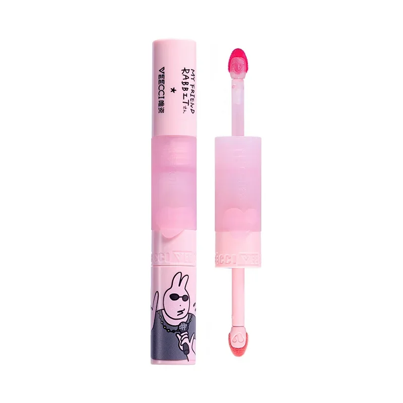 VEECCI X Pink Rabbit co-branded brilho labial de ponta dupla brilho labial copo antiaderente batom de pout nu