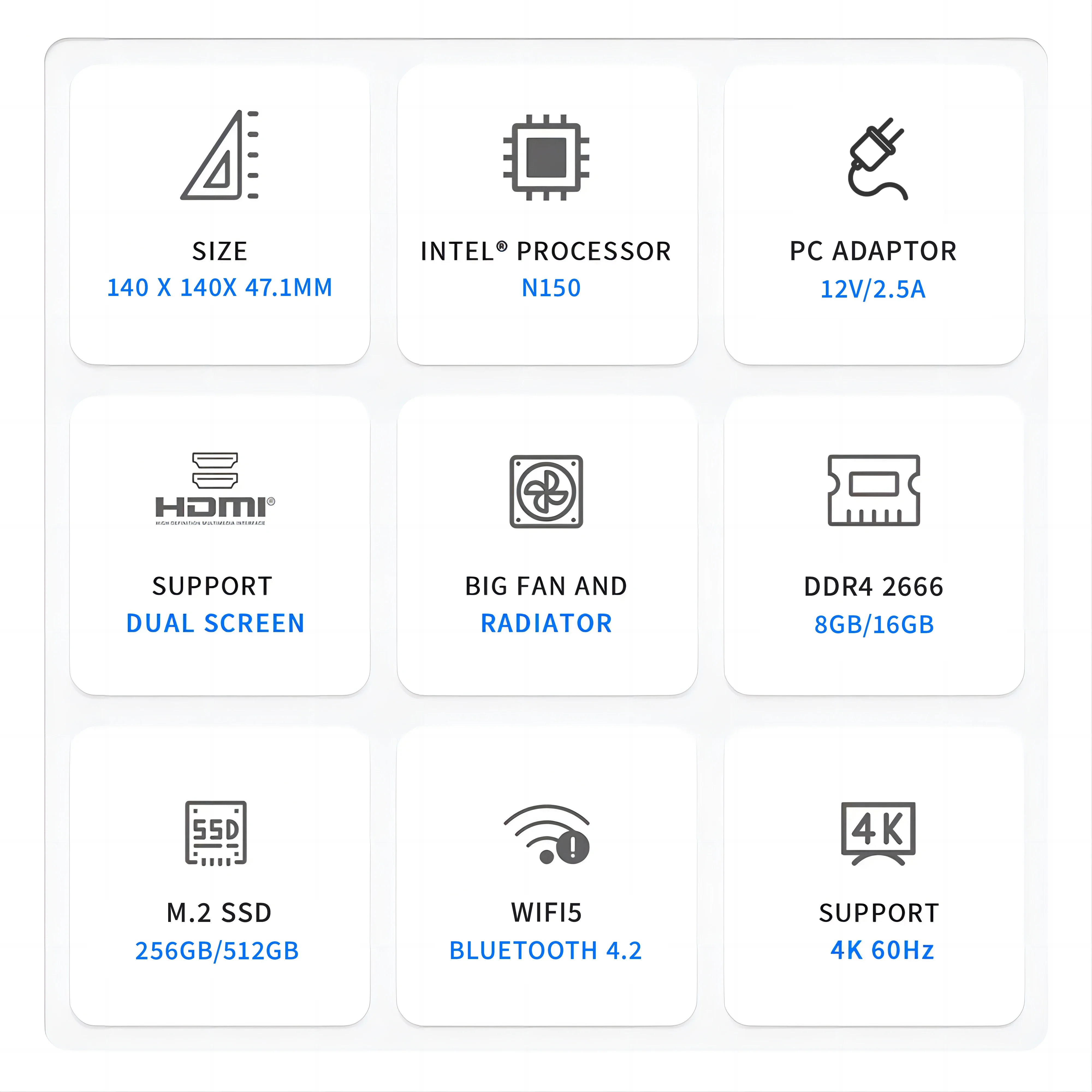 FIREBAT AK2 PLUS MiniPC Intel N150 N100 Dual Band WiFi5 BT4.2 16GB 512GB Desktop Gaming Computer Mini PC Gamer