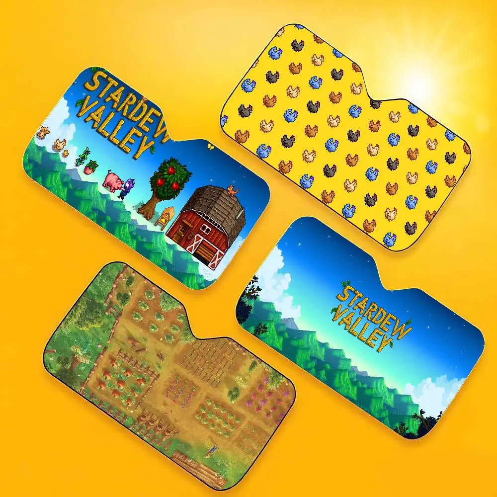S-Stardew Valley لعبة مظلة السيارات الستائر 130x70 سنتيمتر سيارة ظلة غطاء الزجاج الأمامي UV حماية السيارات قناع اكسسوارات للسيارات #3