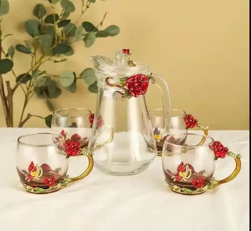 Transparent Heat-resistant Glass Tea Set Teapot European Style Office Water Cup Home Kitchen Coffee Cow