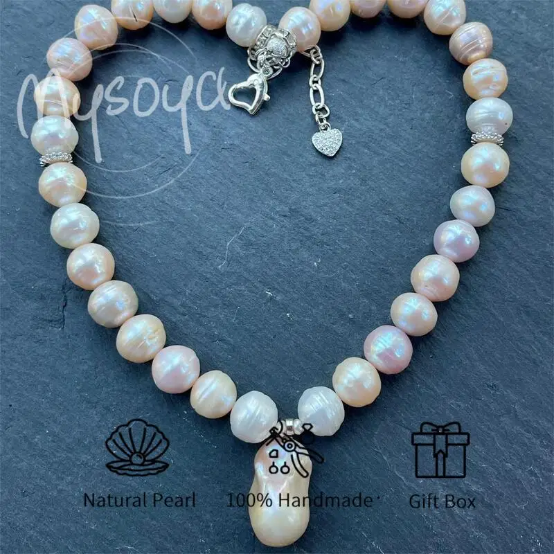 

MYSOYA 11-13 мм большой натуральный пресноводный жемчуг ожерелье в стиле барокко для женщин и мужчин подарочная коробка подарок на день рождения свадьбу ювелирные изделия подарок