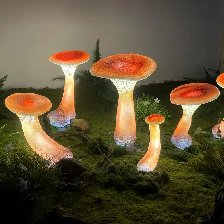 

Outdoor Resin DIY Fairy Garden Kits Mushroom Statue Light & Lawn Decorations for Yard Ornaments