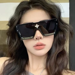 New European and American personalized large frame decorative glasses integrated lenses, outdoor sports goggles, fashionable