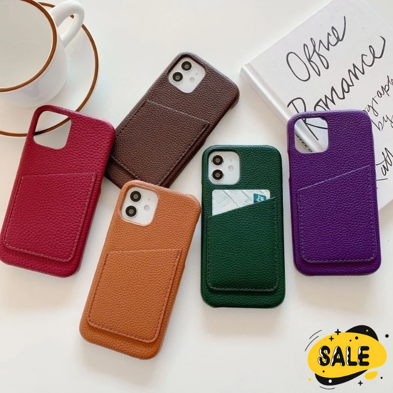 

Personalization Letters CardHolder Leather Phone Case for Iphone 16 15 Pro Max 15 16 Plus Simple Design Protector Cover