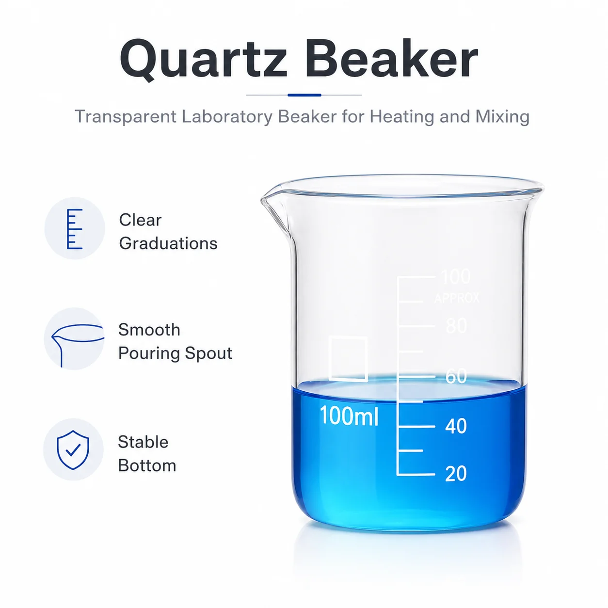 Transparent Quartz Beaker for Laboratory Heating Mixing and Chemical Handling High 250ml 500ml 1000ml 100ml