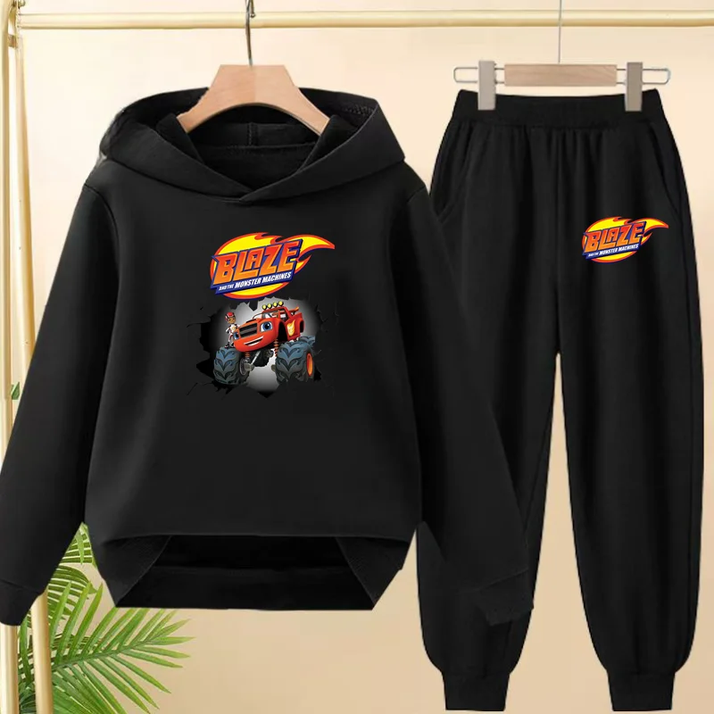 

Children Coat 2 Piece Set 3-12 Age Boy Girl Racing Car Hoodie+Trousers Pullover Hooded Autumn Winter Outdoor Leisure Sportswear