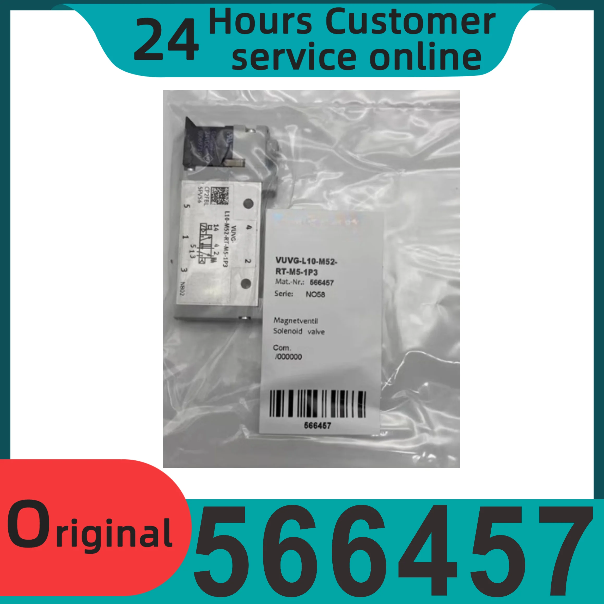 

Brand new original solenoid valve VUVG-L10-M52-RT-M5-1P3 566457 two position five way valve