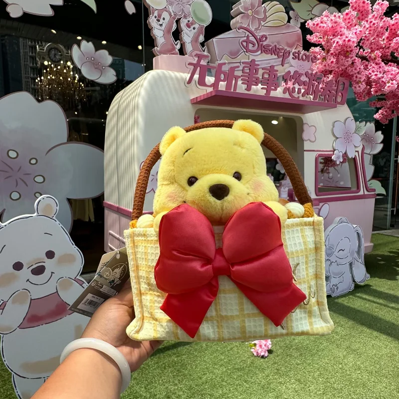 Em estoque genuíno disney oficial doce flor cesta scrooge winnie boneca brinquedo de pelúcia saco de mão presente de aniversário sênior