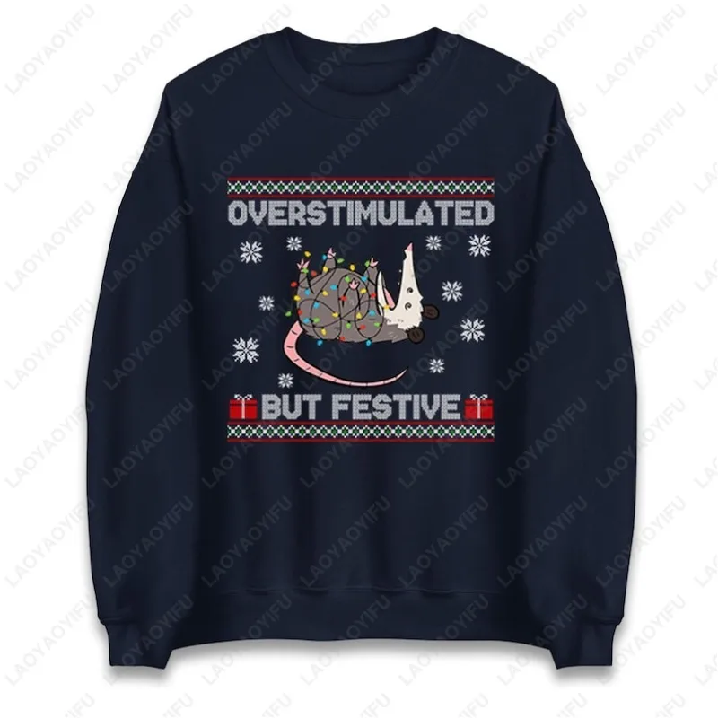 Surdimensionné mais pull festif drôle Possum sweat à capuche de noël mignon amoureux des animaux t-shirt de noël humoristique cadeau de vacances sweat-shirt