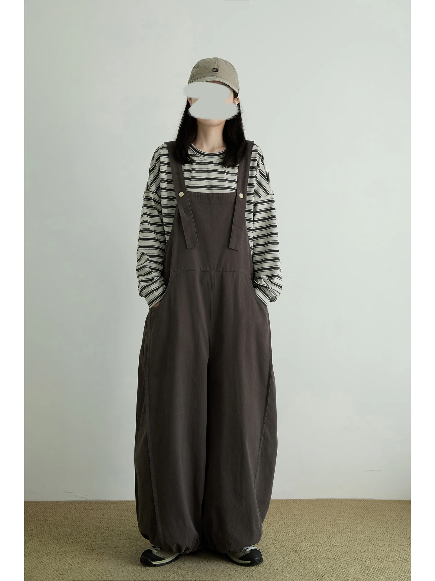Loose Cotton Overalls Adjustable  Design Lantern Pants High Waist Casual Trousers for Men Women Girls Boys Autumn Wear
