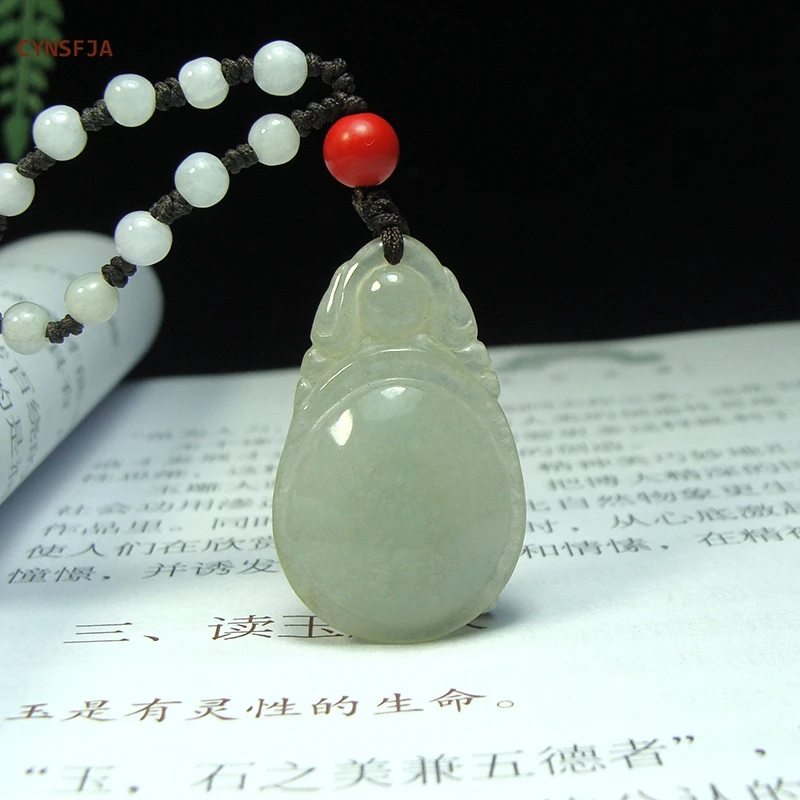 CYNSFJA New Real Certified Natural Burmese A Emerald Jadeite Lucky Amulet Forever Love Jade Pendant Hand High Quality Bless Gift