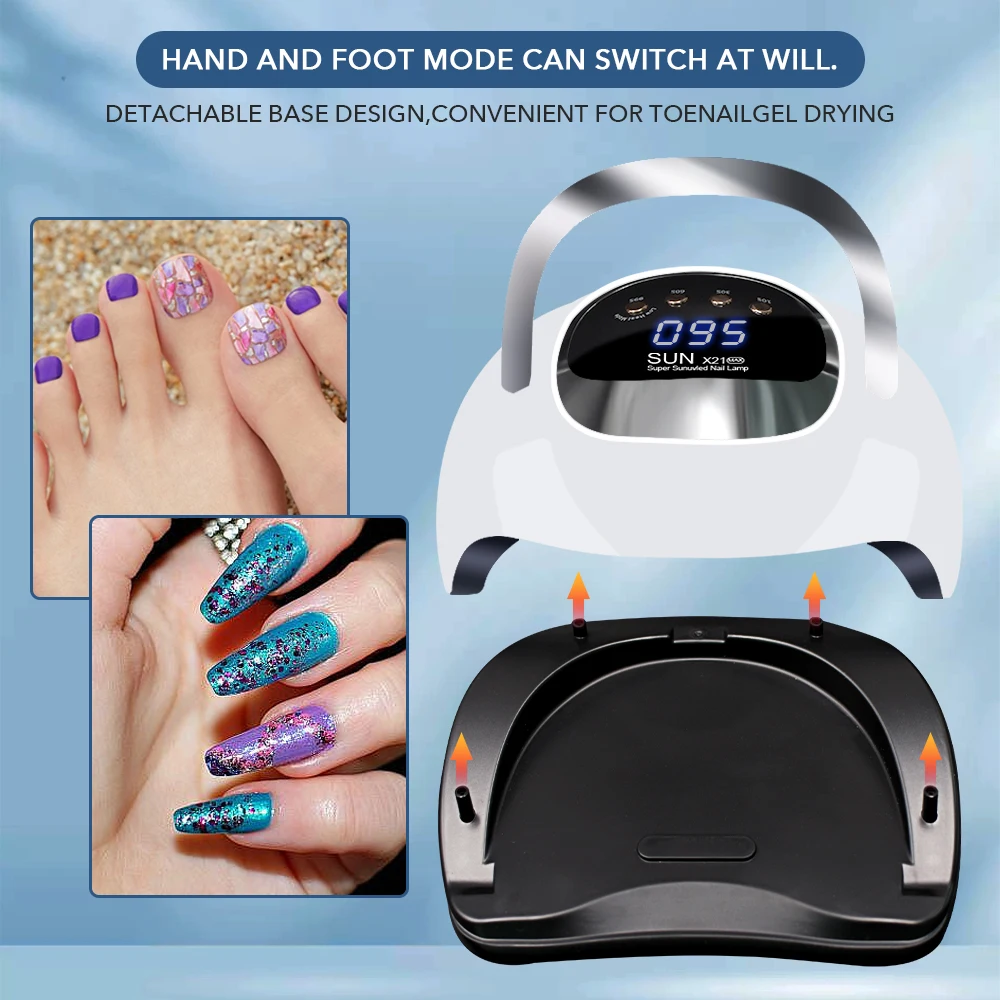 Profissional UV LED unha lâmpada para unhas, gel polonês, Foot cura lâmpadas, grande tela de toque, luz secador de unhas com 72 LEDs, 320W