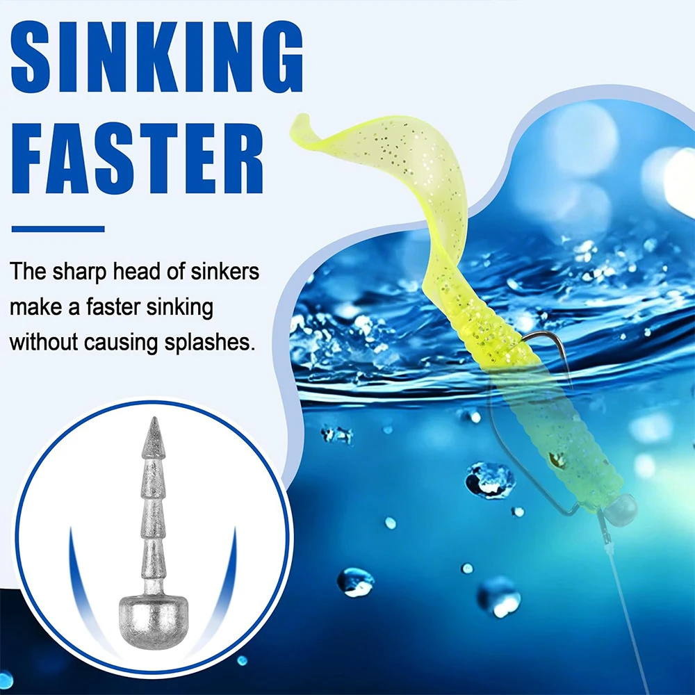 50Pcs Fishing Nail Weights Kit Wacky Worm Weights Insert Nail Sinkers for Soft Plastic Lures Wacky Rig and Neko Rig Bass Fishing view 5