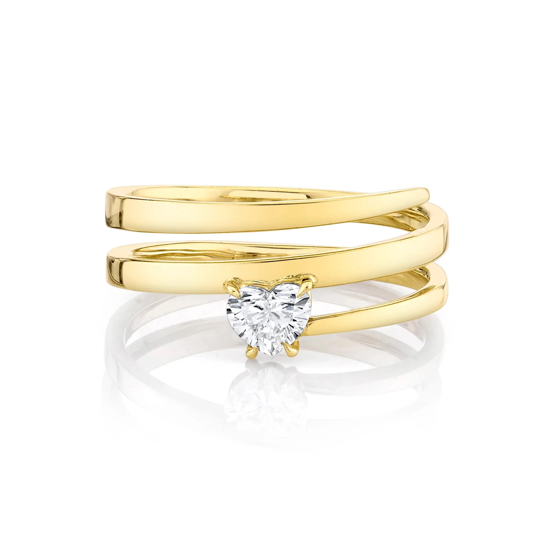 Wholesale High Quality Fashion Women Jewelry Single 5A Heart Shaped Cubic Zirconia CZ Three Wrap Rings