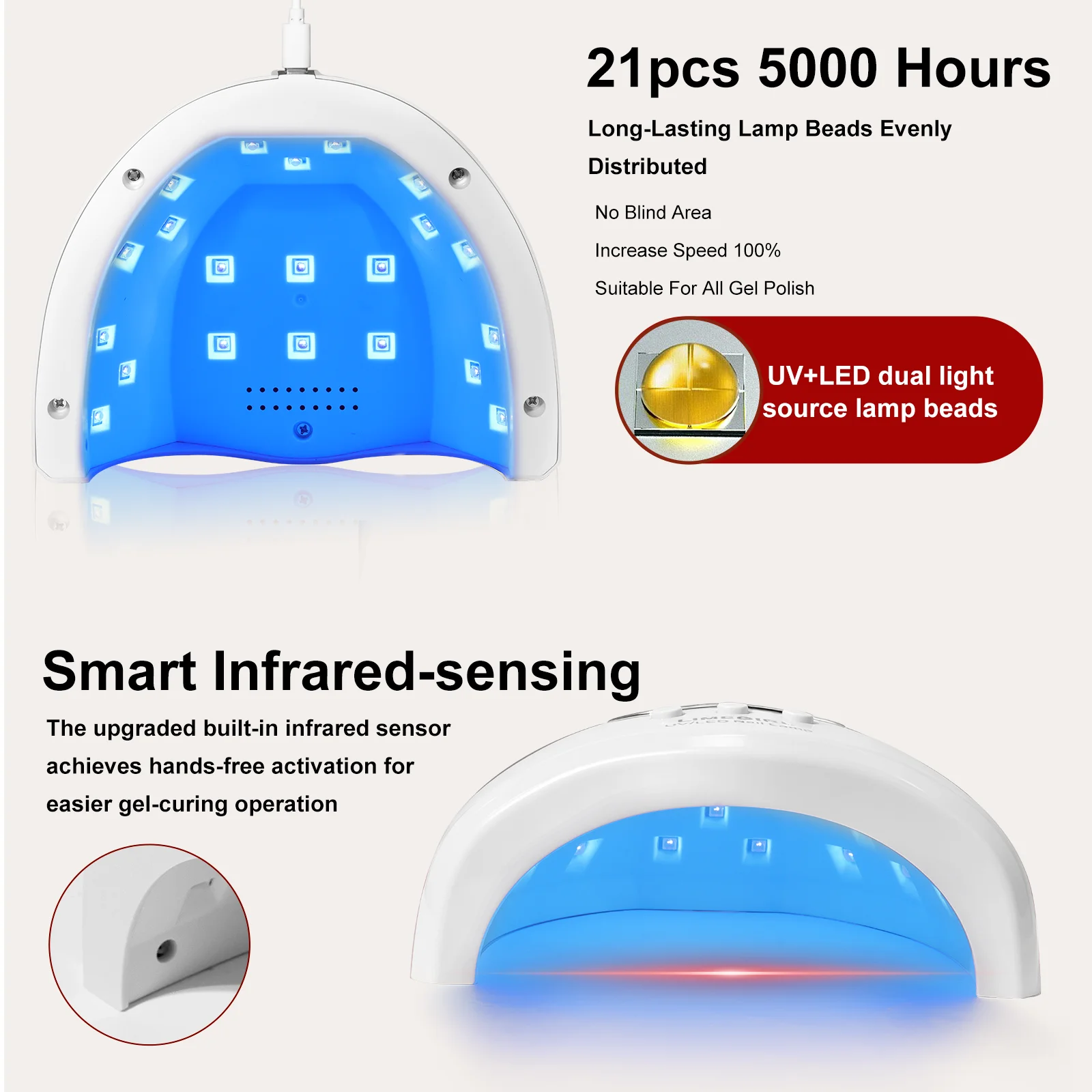 LIMEGIRL 21LED Nail Lamp Professional UV LED Nail Dryer USB Convenient Gel Nail Polish Fast Curing Lamp for Home Salon Tools