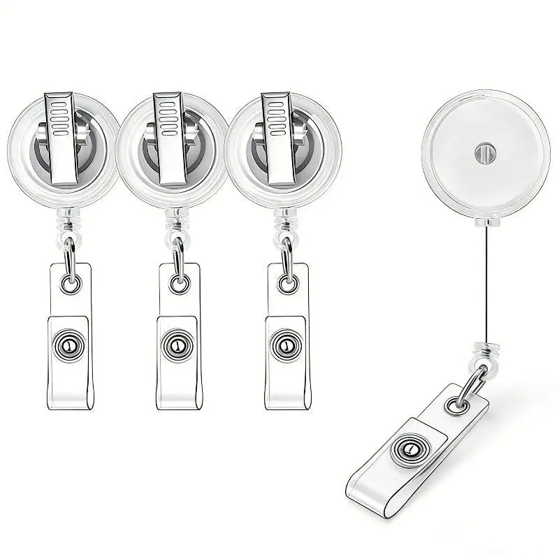 1Pc Retractable Badge Reel Plastic ID Holder with Lanyard Key Ring Clip, Nurse Hospital Name Tag Card Holder