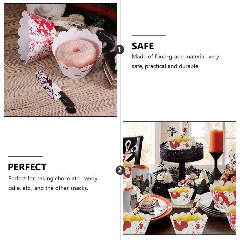 

12Sets Creative Cake Decor Halloween Bat Design Creepy Spooky Funny Horror Cake Insert Card for Parties and Bars