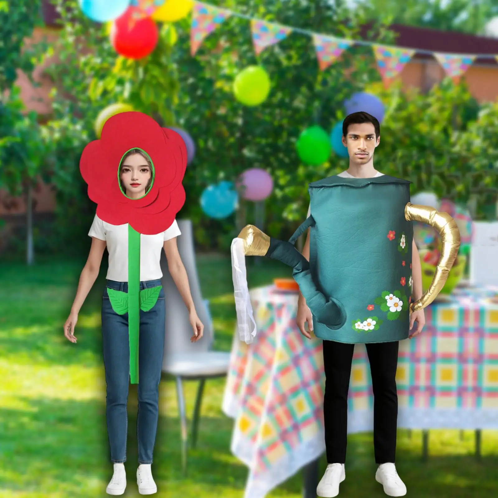 Watering Can and Flower Costume for Couples Funny Cosplay for Festival New Years