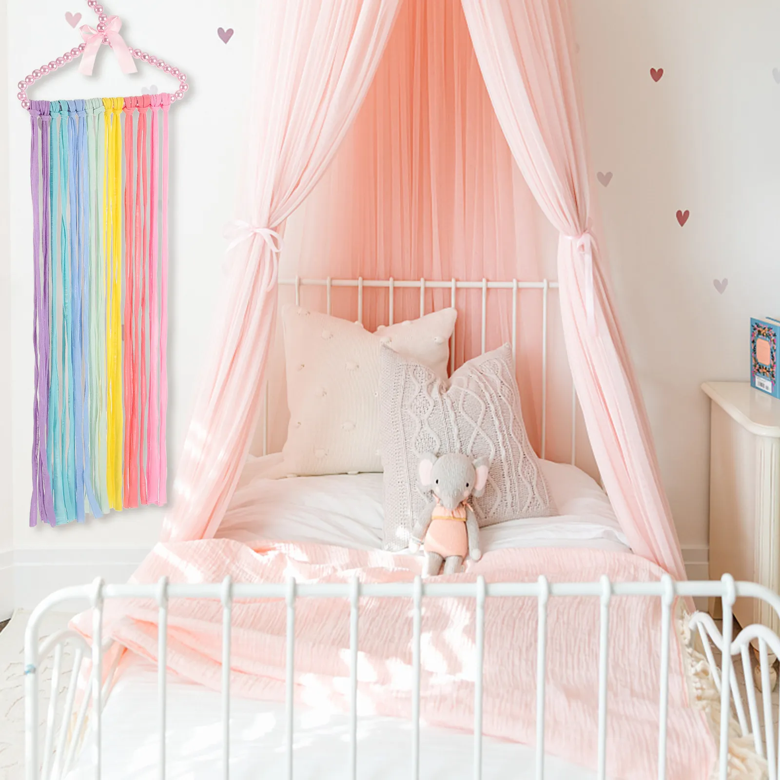 

Органайзер для бантиков и заколок для девочек, подвесная вешалка для бантиков, декор для детской комнаты, экономия места, стильный, функциональный, большой