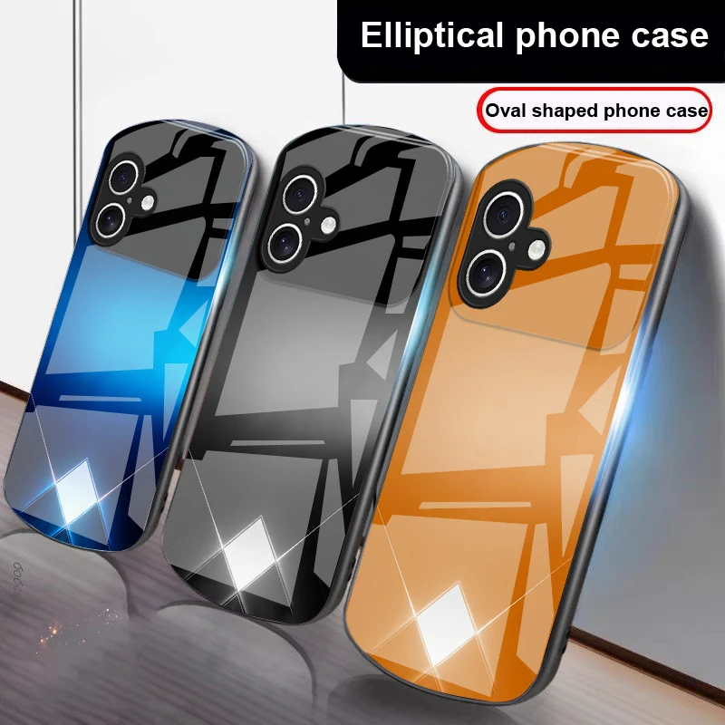 

Blue minimalist wallpaper For iPhone 17 16 15 14 13 Plus 12 mini 11 Pro Max XR Xs Max X 7 8 6S 22 20 Elliptical glass phone case