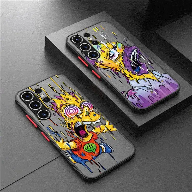 Simpsons Family Matte Case For Samsung Galaxy S24 S22 S23 S20 S21 FE S10 Plus Capa Note 20 Ultra 10 Lite Phone Fundas