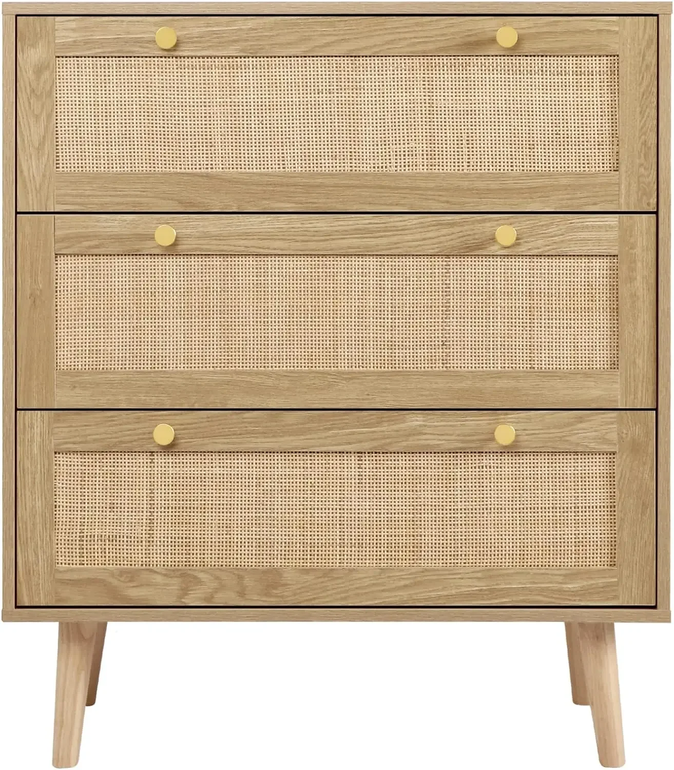 3MELCommode autoportante pour chambre à coucher, commode en rotin, commode en bois moderne, portes de proximité avec rangement spacieux, style 2, chêne rustique