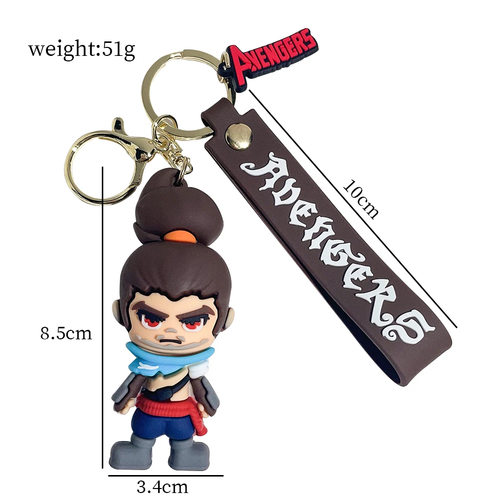 Game LOL League of Legends Figure Silicone Keychain Akali Lee Sin Ahri Yasuo Yone Pendant Keyholder Jewelry Accessories